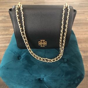 Tory Burch Large Shoulder Bag, Black/Rolled Gold